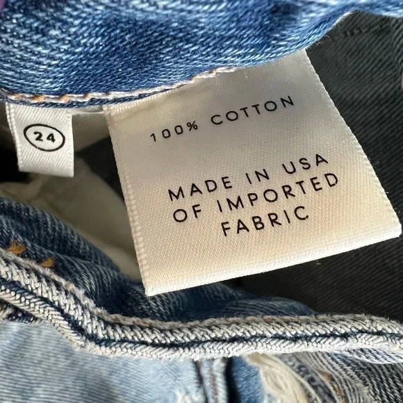 Grlfrnd Denim Rhoda Mini Skirt Blue Distressed Denim 5-Pockets USA 24 New - Picture 7 of 7